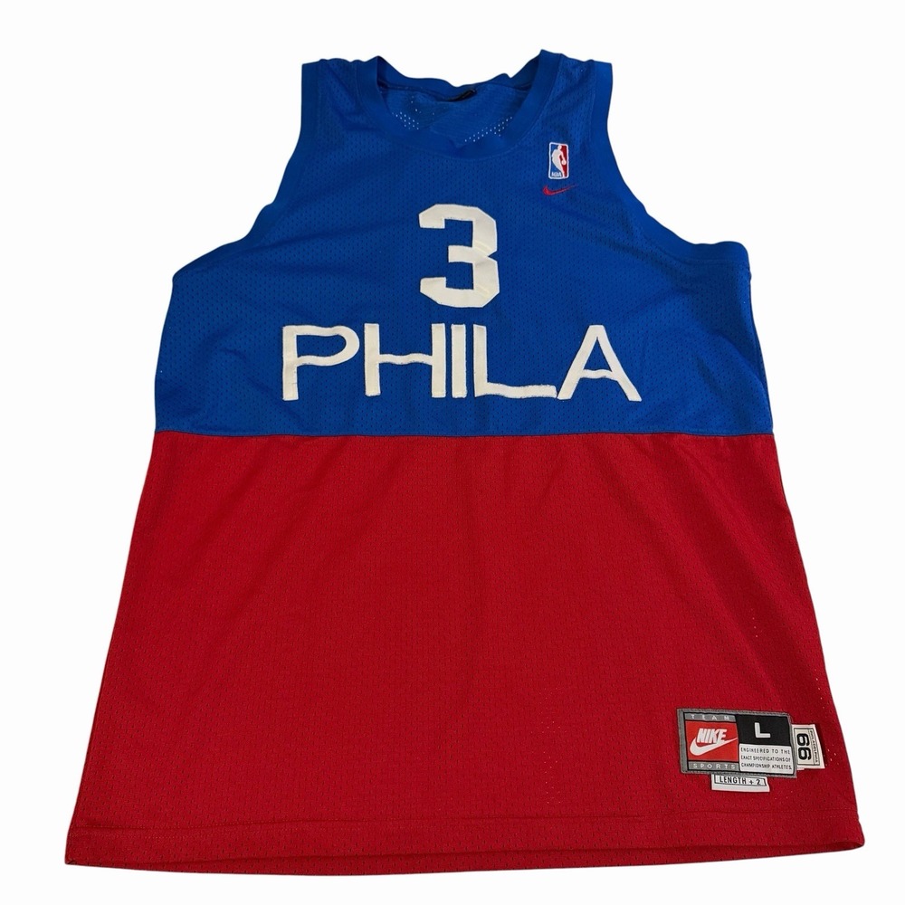 Vintage Nike Allen Iverson Philadelphia 76ers NBA Basketball Jersey Size L +2